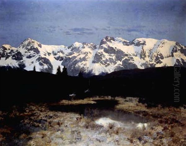 Benediktenwand In Der Morgensonne Oil Painting by Josef Schmitzberger