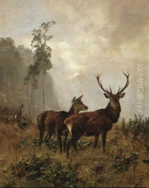 On The Alert Oil Painting by Josef Schmitzberger