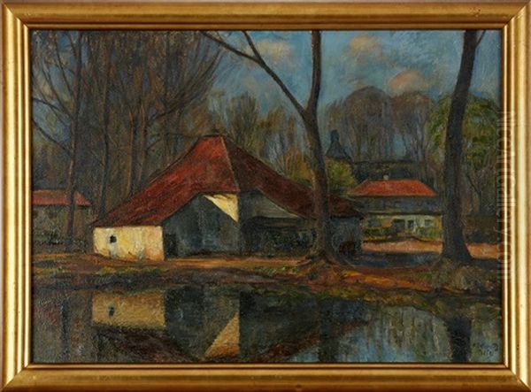 Hus Vid Vatten Oil Painting by Carl Schmitz-Pleis