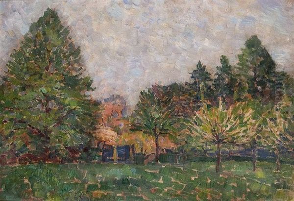 Garden Scenery Oil Painting by Carl Schmitz-Pleis