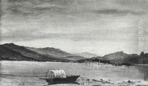 Blick Uber Den Lago Maggiore Auf Die Isola Bella Oil Painting by Friedrich Philipp Schmoele