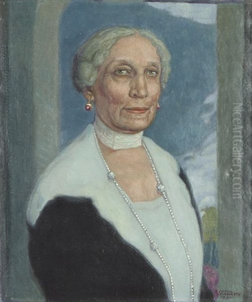 Brustbildnis Frau Christine Moser Von Filseck Oil Painting by Karl Schmoll Von Eisenwerth