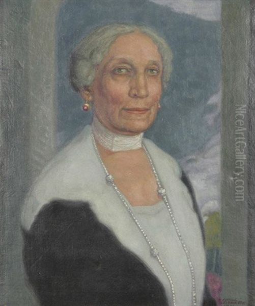 Brustbildnis Frau Christine Moser Von Filseck Oil Painting by Karl Schmoll Von Eisenwerth