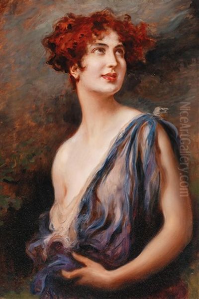 Young Beauty Oil Painting by Leopold Schmutzler