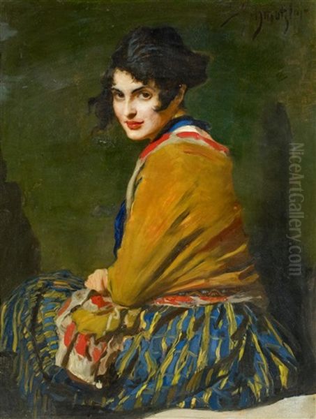 Portrat Einer Jungen Dame Oil Painting by Leopold Schmutzler