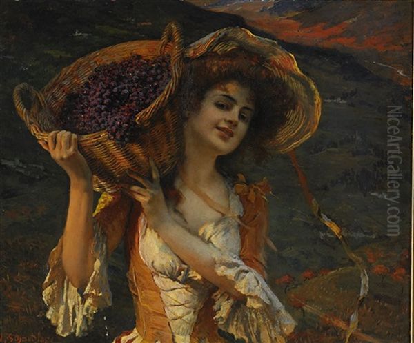 La Vendangeuse Oil Painting by Leopold Schmutzler