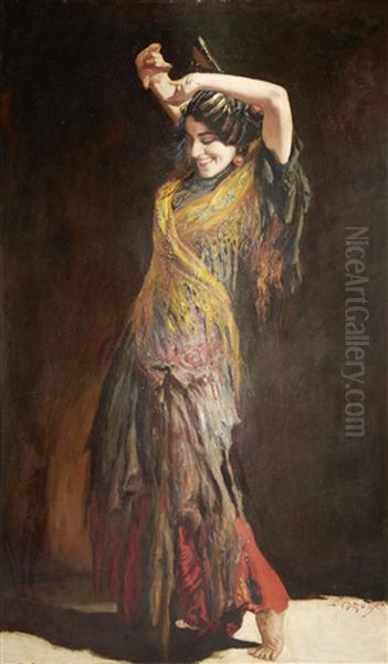 The Flamenco Dancer Oil Painting by Leopold Schmutzler