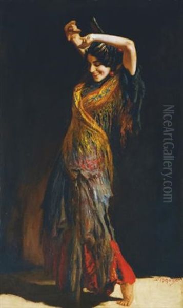 The Flamenco Dancer Oil Painting by Leopold Schmutzler