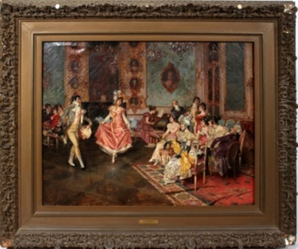 Vienna Parlor Scene Oil Painting by Leopold Schmutzler