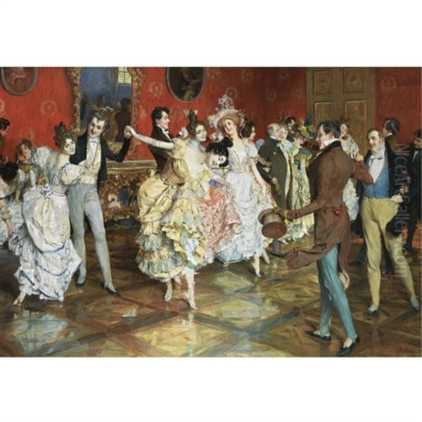 At The Ball Oil Painting by Leopold Schmutzler