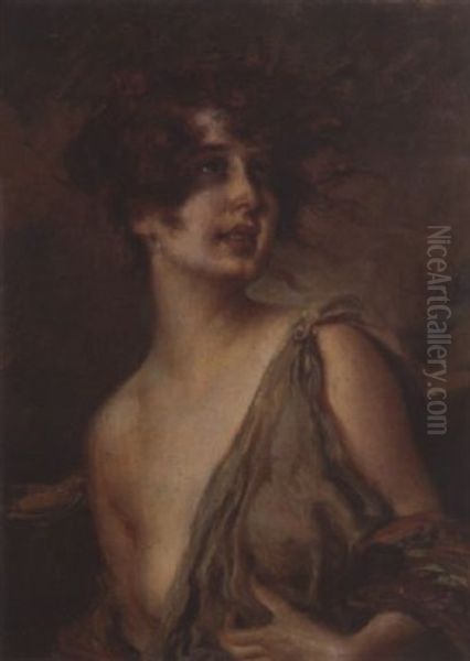 Lachende Junge Frau Oil Painting by Leopold Schmutzler