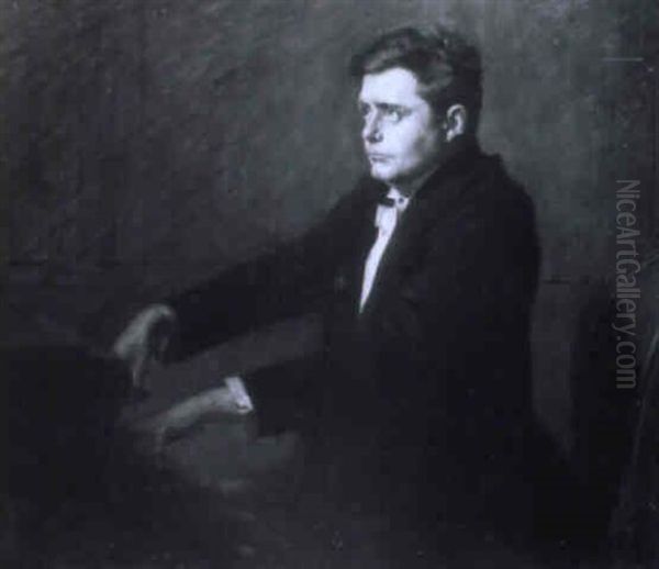 Alexander Dillmann Am Klavier Oil Painting by Leopold Schmutzler