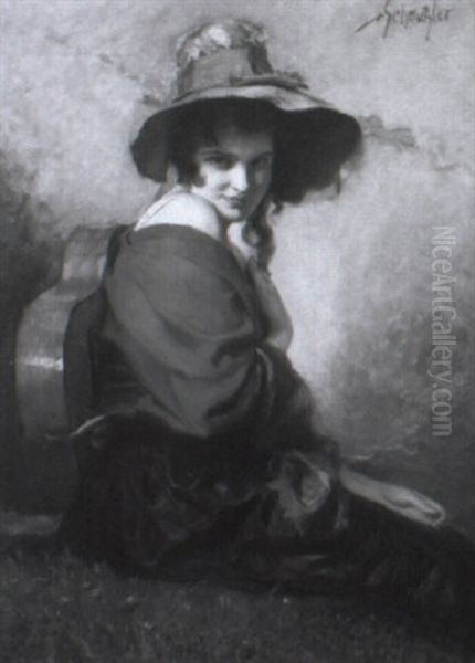 Die Muse Der Musik Oil Painting by Leopold Schmutzler