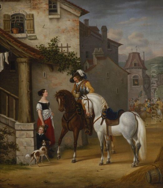 Reiter Bei Der Rast Vorder Schanke Oil Painting by Carl Bovet