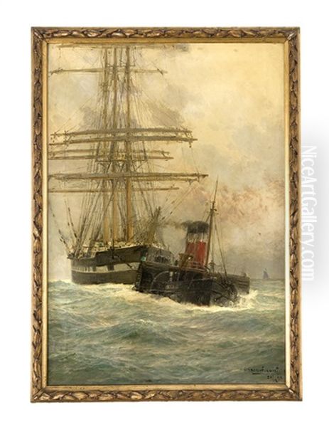 Seeschlepper Oil Painting by Carl Wilhelm Hugo Schnars-Alquist