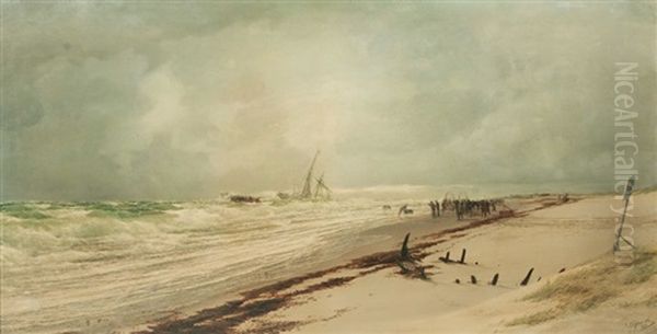 Die Seenotretter Oil Painting by Carl Wilhelm Hugo Schnars-Alquist