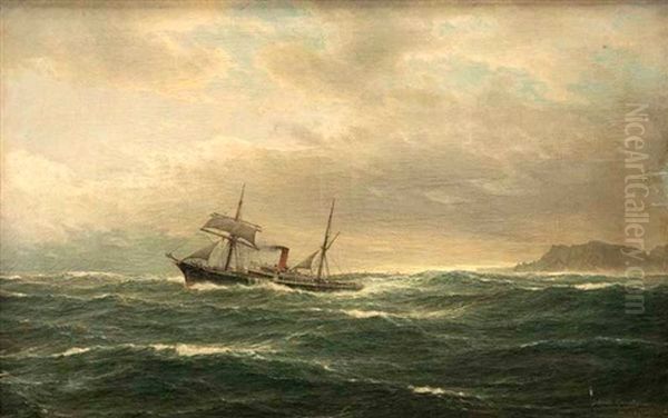 Dampfer Auf See Oil Painting by Carl Wilhelm Hugo Schnars-Alquist