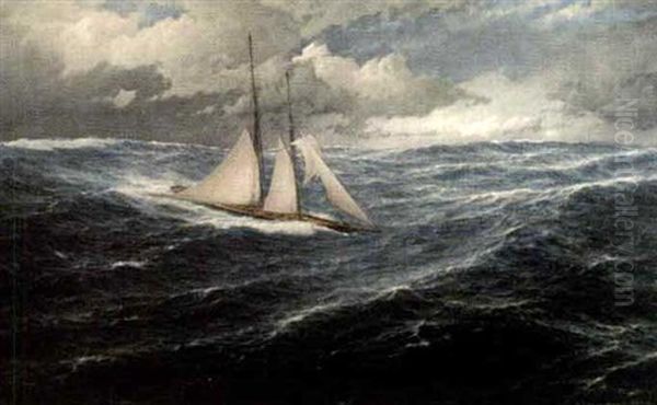 Marine Oil Painting by Carl Wilhelm Hugo Schnars-Alquist