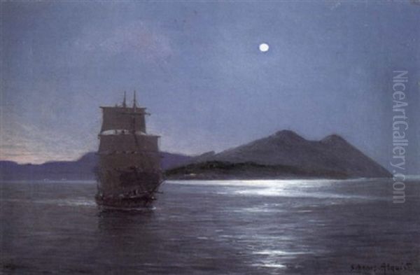 Abend In Der Bucht Von Rio De Janeiro Oil Painting by Carl Wilhelm Hugo Schnars-Alquist