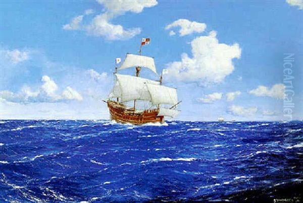 Christopher Columbus Sailing For America Aboard The 