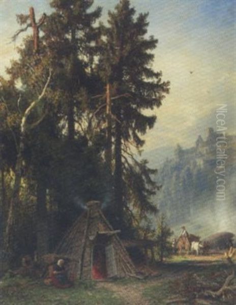 Kohlerhutteim Harz Oil Painting by Hermann Schnee