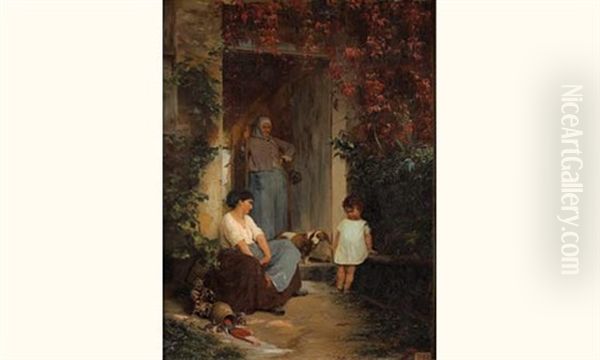 Femme Et Enfant Oil Painting by Amable L. Schneider