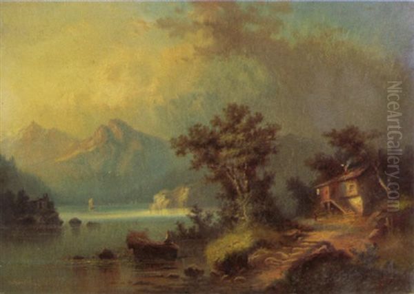 Watzmann Bei Aufziehendem Gewitter Oil Painting by Bernhard Schneider