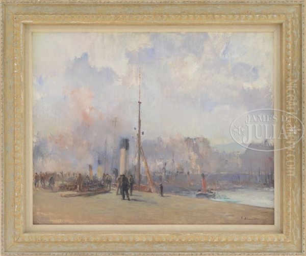 Dock Workers Oil Painting by Emil Schneider