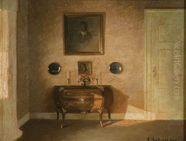 Interior Scene Oil Painting by Emil Schneider