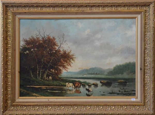 Paysage Fluvial Oil Painting by Georg Schneider