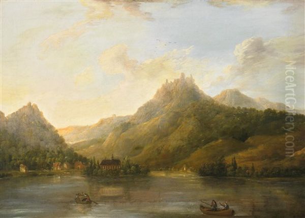 Rheinlandschaft Mit Drachenfels Und Nonnenwerth Oil Painting by Johann Caspar Schneider