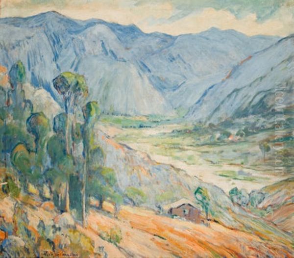 Mountain Valley With House Oil Painting by Otto Henry Schneider