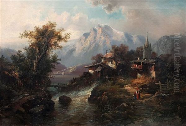 Blick In Das Obere Innthal Oil Painting by Wilhelm Heinrich Schneider