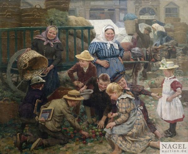 Szene Auf Dem Markt Oil Painting by Fritz Schnitzler