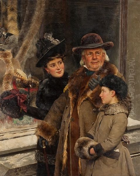 Vor Dem Hutladen Oil Painting by Fritz Schnitzler