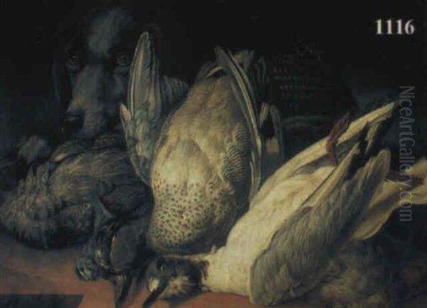 Jagdstilleben - Erlegte Vogel Mit Korb Oil Painting by Michael Johann Schnitzler