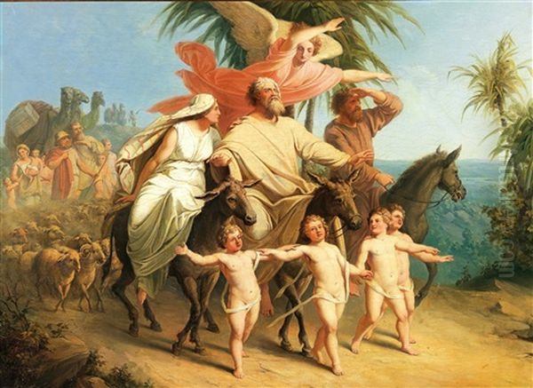 Abraham Beholds The Promised Land Oil Painting by Ludwig Ferdinand Schnorr von Carolsfeld