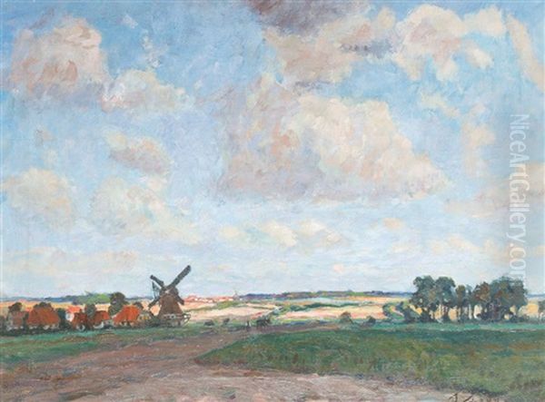 Weite Landschaft Mit Muhle Oil Painting by Wilhelm Schodde