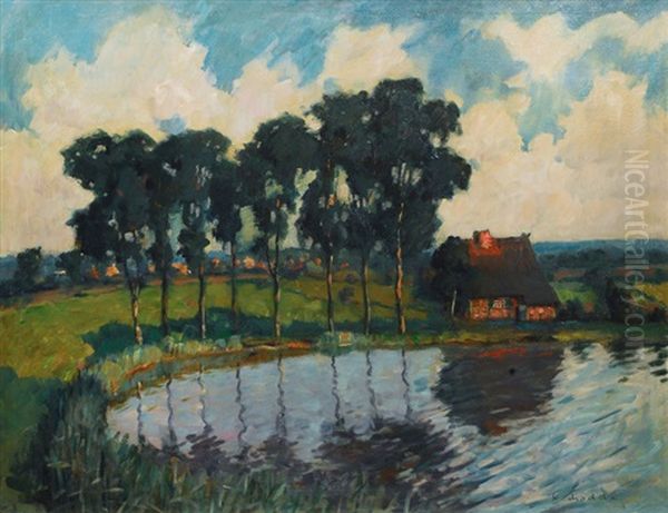 Landscape In Holstein Oil Painting by Wilhelm Schodde