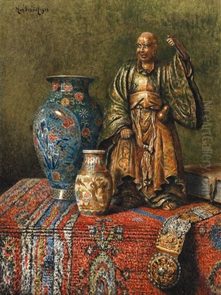 Asiatikastillleben Oil Painting by Max Schoedl