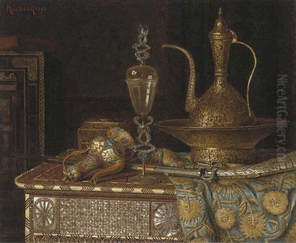 Orientalist Still Life Oil Painting by Max Schoedl