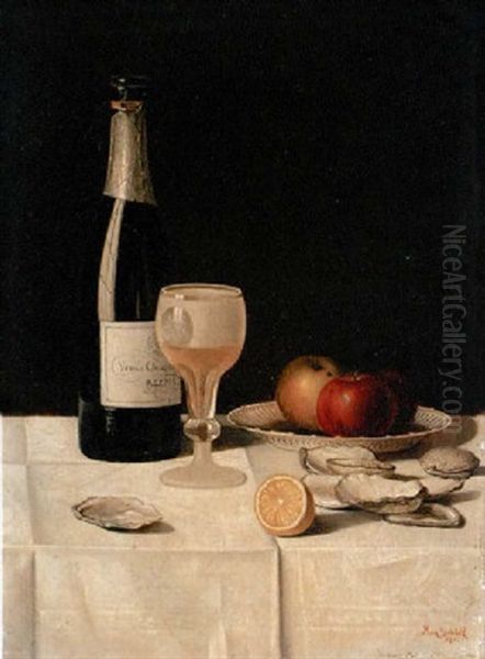 Stilleben Mit Austern Und Champagner Oil Painting by Max Schoedl