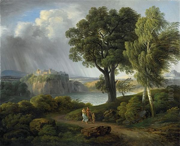 Ideallandschaft Mit Aufziehendem Gewitter Oil Painting by Johann Nepomuk Schoedlberger