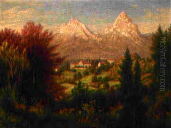 Kloster Ingenbohl Mit Blick Auf Schwyz Und Die Mythen Oil Painting by Alfred Schoeck