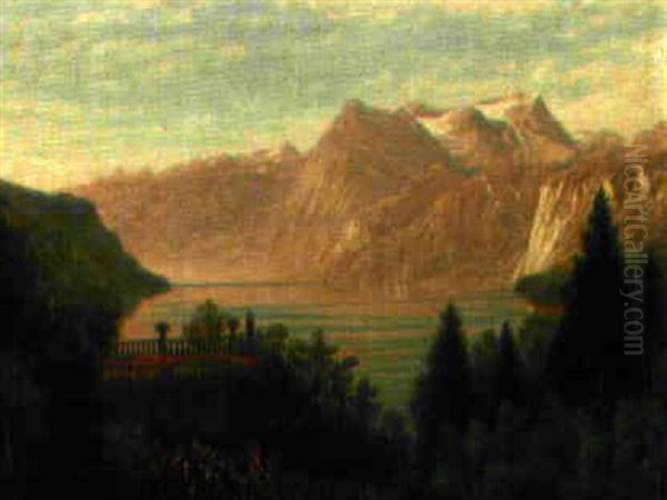 Blick Vom Villagarten Auf Den Urnersee Oil Painting by Alfred Schoeck