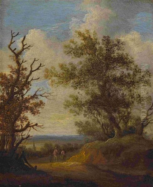 Wanderer In Baumlandschaft Oil Painting by Johannes Pietersz Schoeff