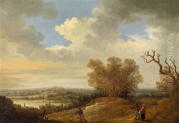 Dunenlandschaft Mit Reisenden Auf Einem Weg Oil Painting by Johannes Pietersz Schoeff