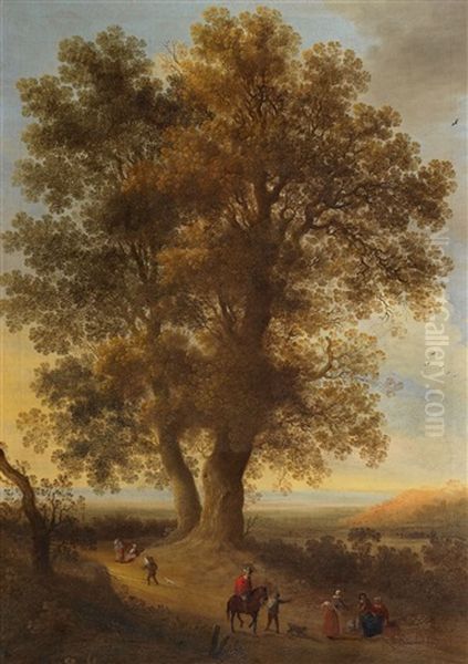 Weite Hollandische Landschaft Mit Einem Grosen Eichbaum Oil Painting by Johannes Pietersz Schoeff