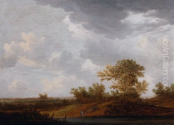 Paysage Aux Vaches Oil Painting by Johannes Pietersz Schoeff