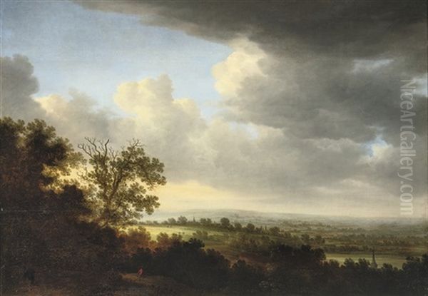 An Extensive Wooded Landscape With Figures Oil Painting by Johannes Pietersz Schoeff